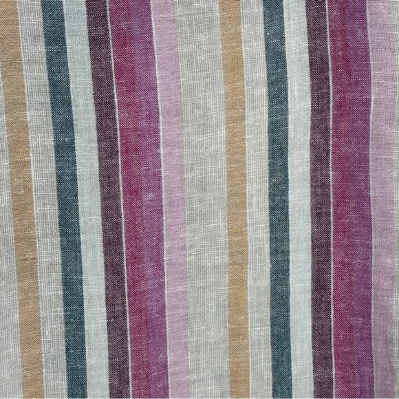 Beach Lunch Lounge Striped Linen Cotton Blend Short Sleeve Camp Shirt Large - Picture 5 of 9